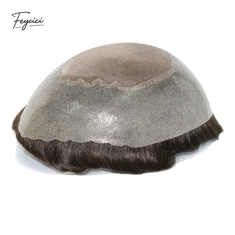 Mono Top PU Toupee for Men - Natural Hair System for Thinning Hair & Baldness