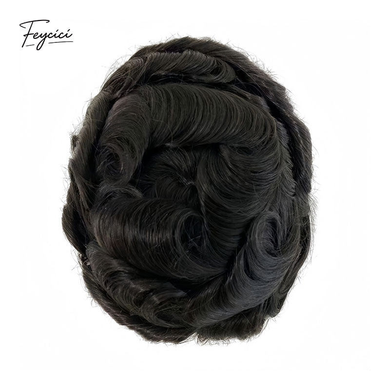 Mono Top PU Toupee for Men - Natural Hair System for Thinning Hair & Baldness