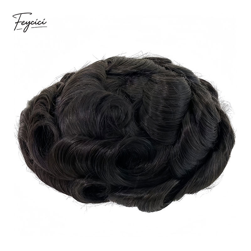 Mono Top PU Toupee for Men - Natural Hair System for Thinning Hair & Baldness