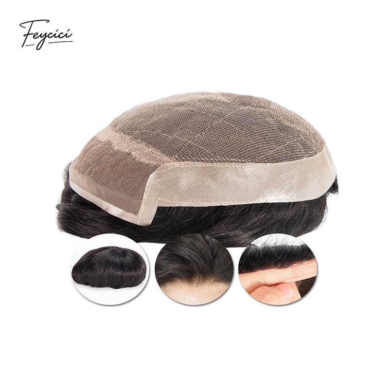 Straight Wave French Lace With PU Mens Wigs Baldness-Natural Hair Piece-Free Style Hair System Toupee2