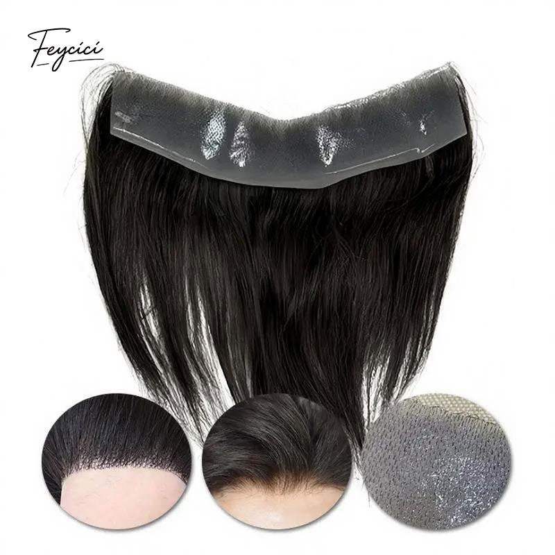 PU Frontal Mens Wigs Baldness-Black Natural Hair Piece-Free Style Hair System-Hair Patches7